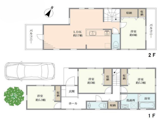 【世田谷区松原１丁目｜中古戸建】間取図