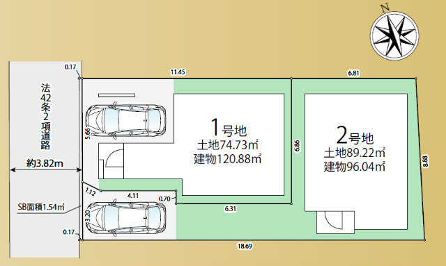 【新築一戸建全2棟｜府中市白糸台1期】区画図