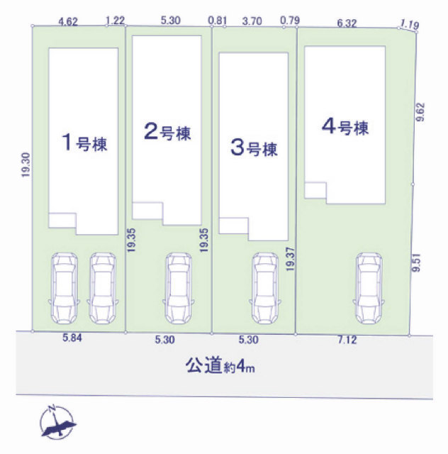 【新築一戸建全4棟｜港北区下田町3丁目】区画図
