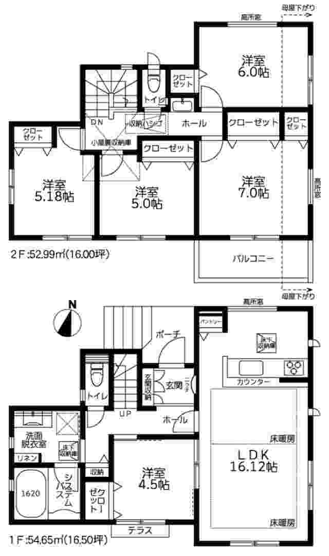 【ガルボシティーみなみ台7丁目2期】新築一戸建｜「十日市場」駅徒歩15分・「長津田」駅徒歩19分：間取り図