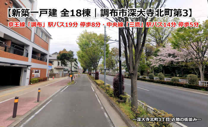 新築一戸建 全18棟｜調布市深大寺北町第3】調布駅バス19分・三鷹駅バス14分 深大寺北町3丁目の街並み写真.jpg