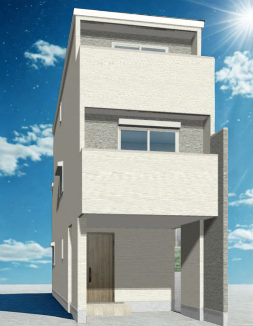 https://www.smilehm.com/heartfultown-ozennji-shimura【新築一戸建全2棟｜南野川3丁目】外観パース
