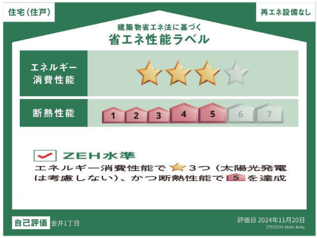 【ニュービルドシリーズ金井1丁目】省エネ性能ラベル