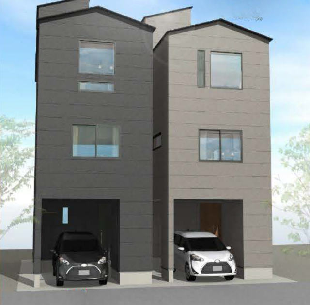 【新築一戸建全2棟|横浜市樽町3丁目】外観パース