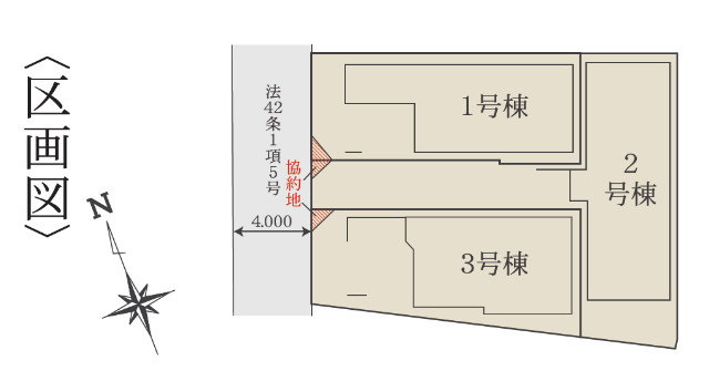 【新築一戸建全3棟｜中山Ⅱ～緑区寺山町】区画図