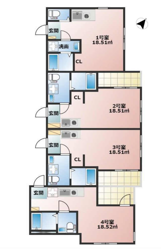 【新築売アパート12戸｜幸区紺屋町アパート】間取図