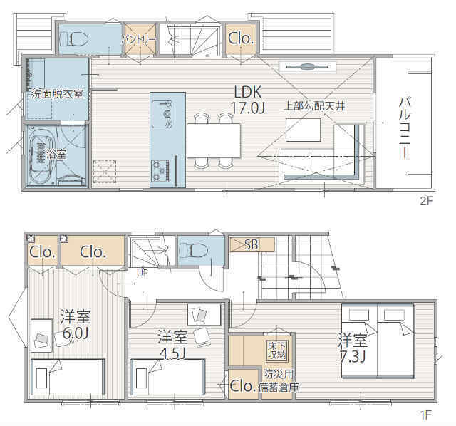 【新築一戸建全3棟｜プラスエーハウス田奈町2期】間取図