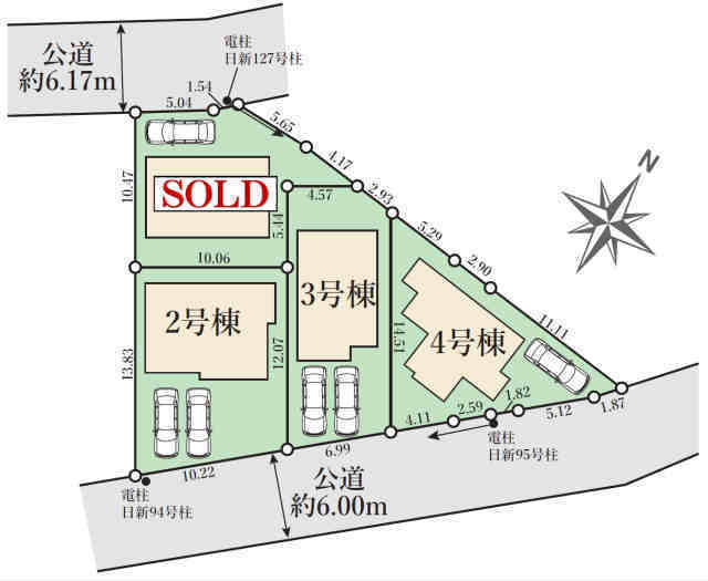 【TIARA府中市日新町3期】新築一戸建4棟｜JR南武線「西府」駅徒歩15分 区画図