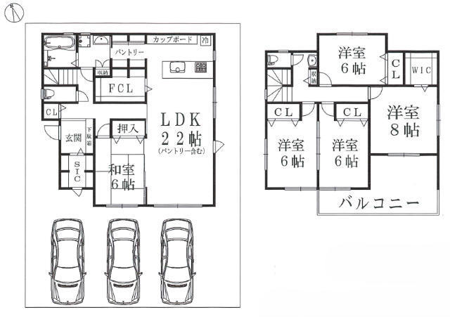 【町田市鶴川4丁目｜新築一戸建2棟～CLASSIC MODERN STYLE】間取図・B号棟