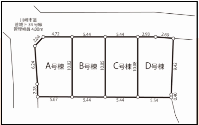 【新築一戸建全4棟｜多摩区菅城下1丁目】区画図