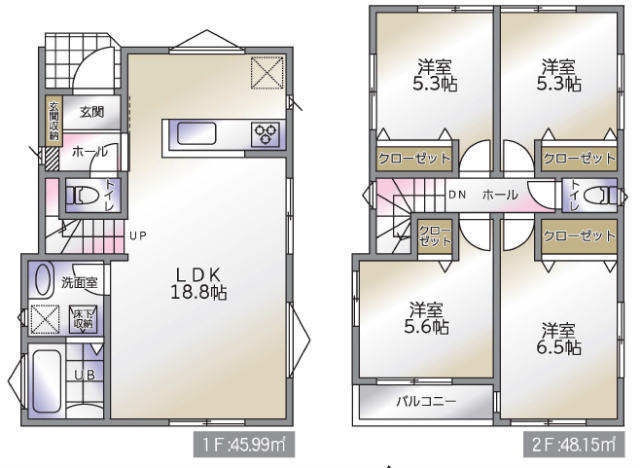 【デザイナーズ新築分譲住宅｜川崎市中原区上小田中1丁目】間取図