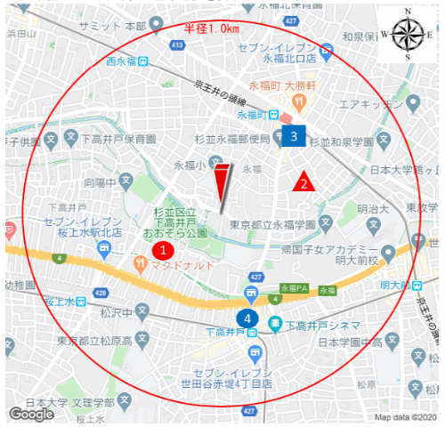 ガルボシティー 永福2丁目 新築一戸建て2棟 永福町駅＆下高井戸駅 (近隣の公示価格).jpg