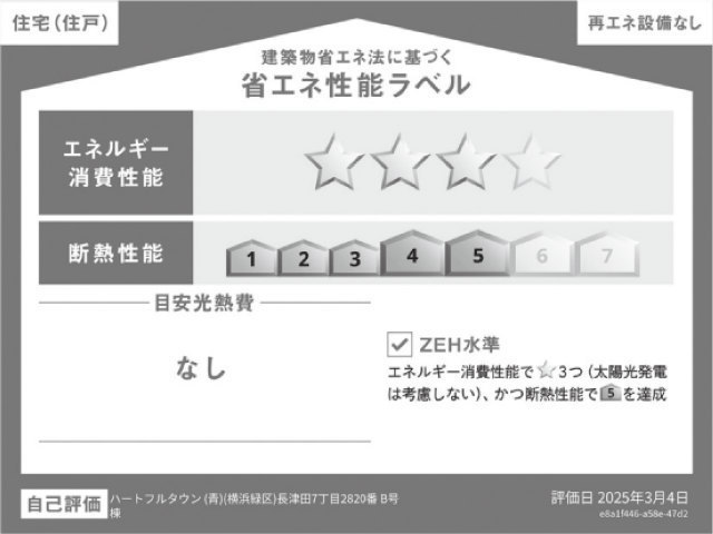【ハートフルタウン横浜市緑区長津田7丁目】省エネ性能ラベル