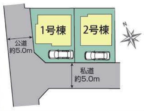 ブルーミングガーデン調布市柴崎1丁目 新築一戸建て2棟 柴崎駅： 区画図.jpg