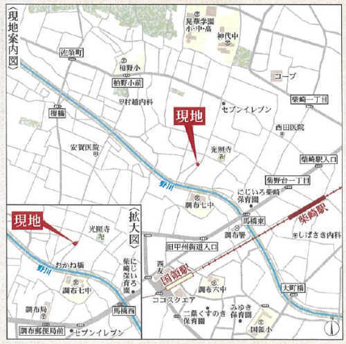 【クレイドルガーデン調布市柴崎】新築一戸建 3棟｜「柴崎」駅徒歩10分・「国領」駅徒歩13分 地図.jpg