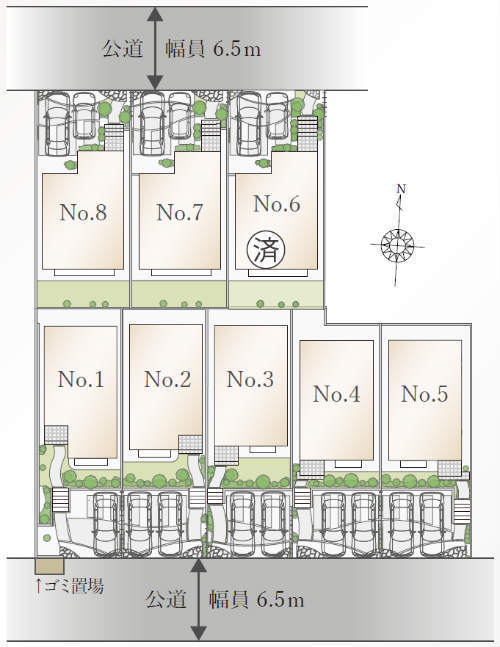 ラグラス江田 新築一戸建て 8棟 江田駅 徒歩10分 ：区画図.jpg