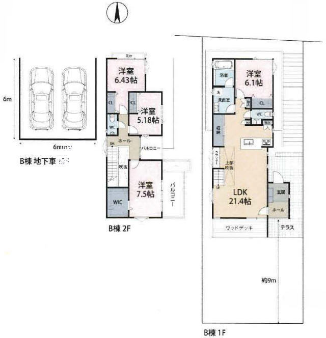 【メゾンド・クレモードあざみ野2丁目】新築一戸建「あざみ野」駅徒歩8分：間取図