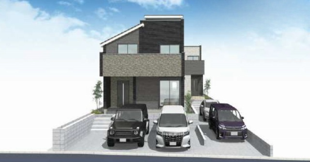 【新築一戸建全2棟｜高津区梶ヶ谷六1期】外観パース