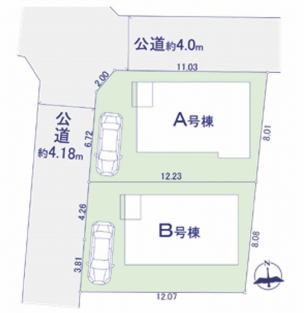 【新築一戸建全2棟｜府中市西原町4丁目25番】区画図