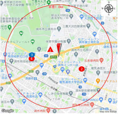 グラフィアス調布富士見町Ⅱ 新築一戸建て4棟 西調布： 近隣の地価相場.jpg