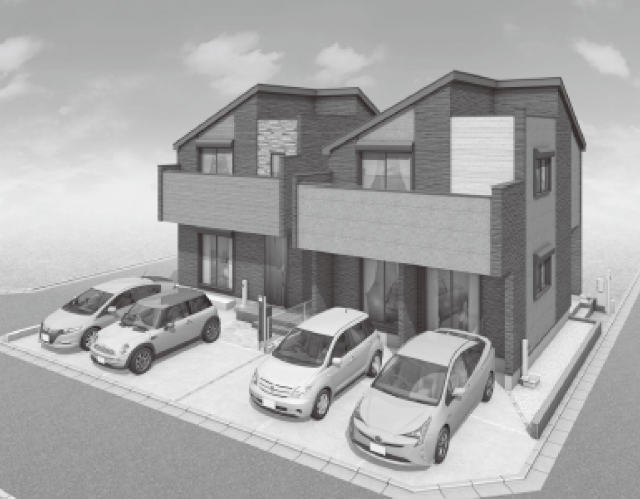 【新築一戸建全2棟｜深大寺北町3丁目】外観パース