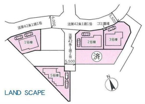 リーブルガーデン三保町 中山駅の新築一戸建て全5棟：区画図.jpg