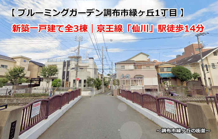 ブルーミングガーデン調布市緑ヶ丘 新築一戸建て3棟 仙川： 調布市緑ヶ丘の街並み.jpg