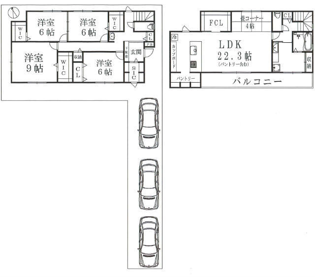 【町田市鶴川4丁目｜新築一戸建2棟～CLASSIC MODERN STYLE】間取図・A号棟