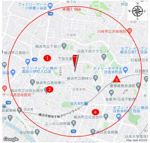 ラグラス日吉2 新築一戸建て4棟 日吉本町駅徒歩10分・日吉駅徒歩21分 近隣地価相場.jpg