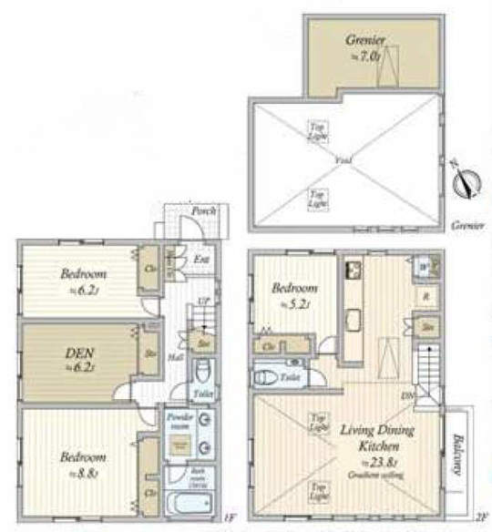 【新築一戸建｜世田谷区喜多見7丁目】間取図