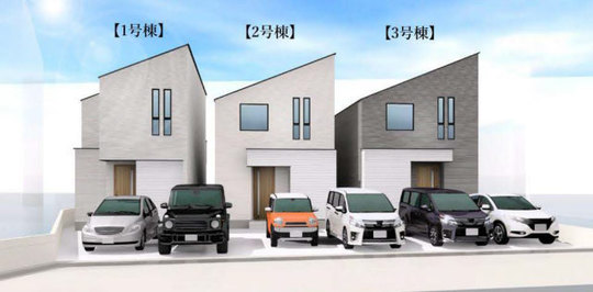 【新築一戸建全3棟｜港北区篠原東2丁目】外観パース